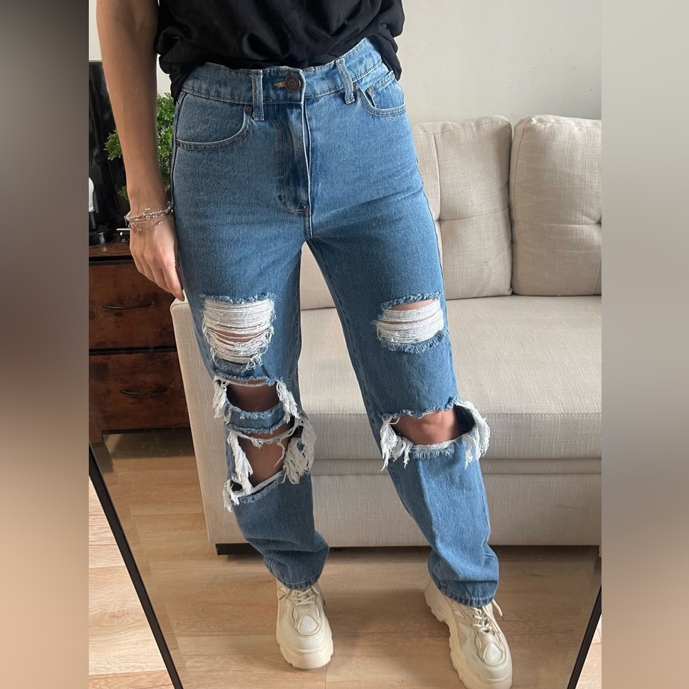 RSQ Blue Distressed Denim Joggers